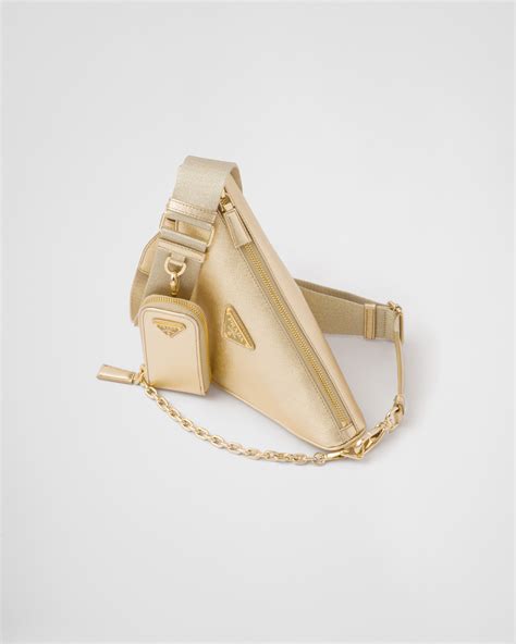 prada triangle gold bag|prada triangle leather shoulder bag.